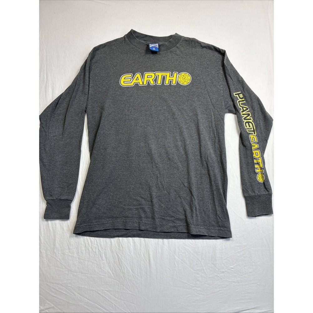 Vintage Earth skate long-sleeve t-shirt Charcoal Grey Planet Medium